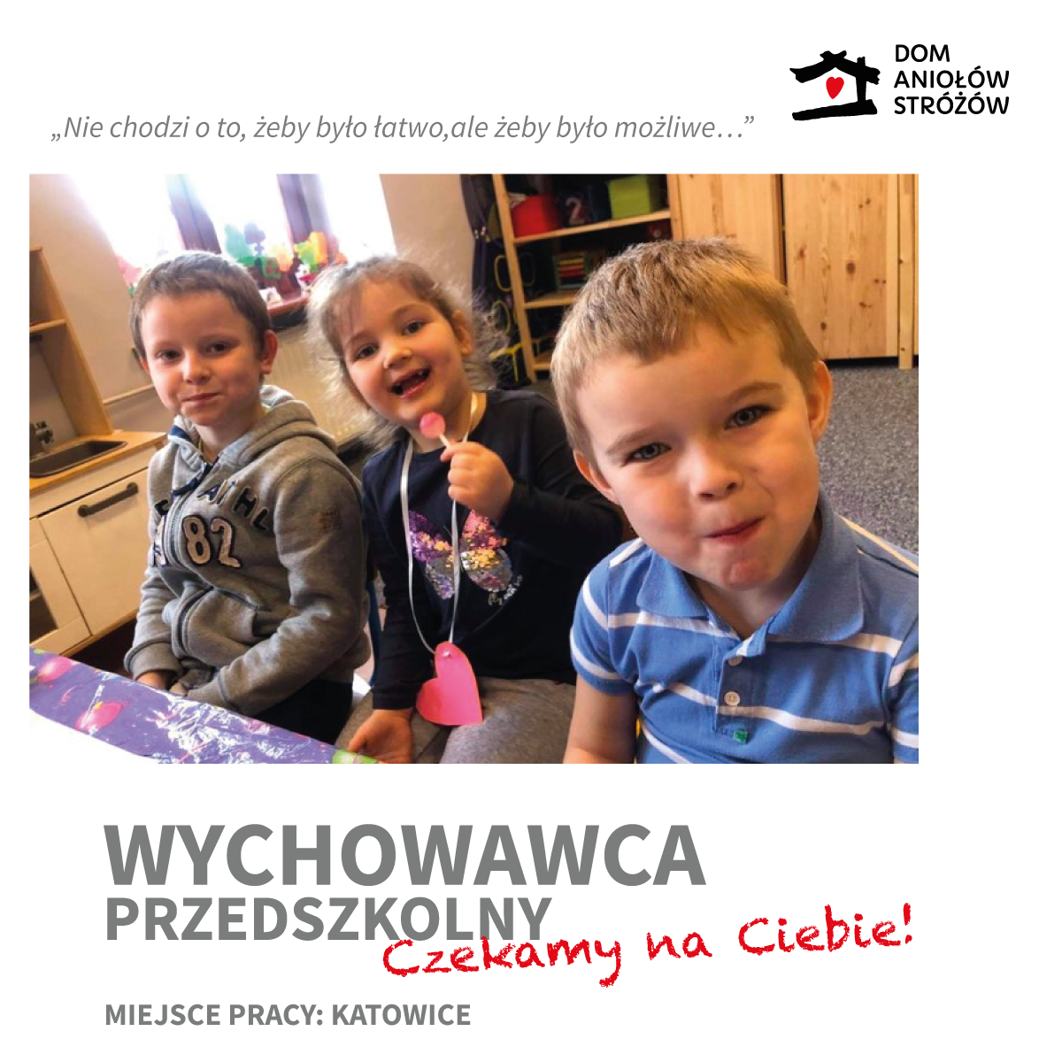 Wychowawca przedszkolny Dom Aniolow Strozow poszukiwany